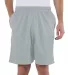S162 Champion Logo Long Mesh Shorts with Pockets in Athletic grey front view