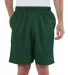 S162 Champion Logo Long Mesh Shorts with Pockets in Athltic dk green front view