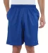 S162 Champion Logo Long Mesh Shorts with Pockets in Athletic royal front view