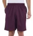 S162 Champion Logo Long Mesh Shorts with Pockets in Maroon front view