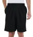 S162 Champion Logo Long Mesh Shorts with Pockets in Black front view