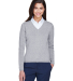 D475W Devon & Jones Ladies' V-Neck Sweater in Grey heather front view