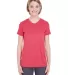 UltraClub 8619L Ladies' Cool & Dry Heathered Perfo RED HEATHER front view