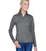 UltraClub 8618W Ladies' Cool & Dry Heathered Perfo BLACK HEATHER front view