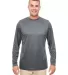 UltraClub 8622 Men's Cool & Dry Performance Long-S CHARCOAL front view