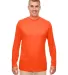 UltraClub 8622 Men's Cool & Dry Performance Long-S BRIGHT ORANGE front view