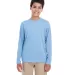 UltraClub 8622Y Youth Cool & Dry Performance Long- COLUMBIA BLUE front view