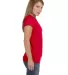 64000L Gildan Ladies 4.5 oz. SoftStyle™ Ringspun in Red side view