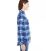 Burnside 5210 Women's Yarn-Dyed Long Sleeve Flanne in Blue/ white side view