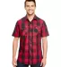 Burnside 9203 Buffalo Plaid Short Sleeve Shirt in Red/ black front view