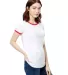 US Blanks US609 Women's Classic Ringer Tee in White/ red side view