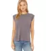 8804 Women's Flowy Muscle Tank with Rolled Cuffs in Storm front view