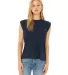 8804 Women's Flowy Muscle Tank with Rolled Cuffs in Midnight front view