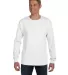 52 5596 Tagless Long Sleeve T-Shirt with a Pocket in White front view