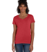 Hanes 42VT Women's V-Neck Triblend Tee with Fresh  in Red triblend front view