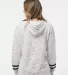197 8674 Women's Melange Fleece Striped Sleeve Hoo WHITE/ BLACK back view