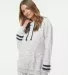 197 8674 Women's Melange Fleece Striped Sleeve Hoo WHITE/ NAVY side view