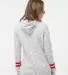 197 8674 Women's Melange Fleece Striped Sleeve Hoo WHITE/ RED back view