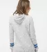 197 8674 Women's Melange Fleece Striped Sleeve Hoo WHITE/ ROYAL back view