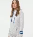 197 8674 Women's Melange Fleece Striped Sleeve Hoo WHITE/ ROYAL side view