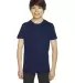 BB201W Youth Poly-Cotton Short-Sleeve Crewneck NAVY front view