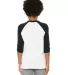 3200Y Bella + Canvas Youth Three-Quarter Sleeve Ba in White/ black back view