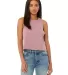6682 Women's Racerback Cropped Tank in Heather orchid front view