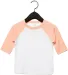 Bella+Canvas 3200T Toddler Three-Quarter Sleeve Ba in Wht/ hthr peach front view