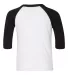 Bella+Canvas 3200T Toddler Three-Quarter Sleeve Ba in White/ black back view