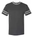 Jerzees 602MR Triblend Ringer Varsity T-Shirt BLACK HTH/ OXFRD front view