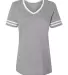 Jerzees 602WVR Triblend Women's V-Neck Varsity T-S OXFORD/ WHITE front view