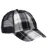 Vibe Cap in White/ blk plaid front view