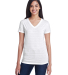 Threadfast Apparel 252RV Ladies' Invisible Stripe  in Wht invsbl strp front view