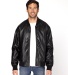 Threadfast Apparel 395J Unisex Bomber Jacket in Black vegan lthr front view