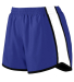 Augusta Sportswear 1266 Girls' Pulse Team Short in Purple/ wht/ blk front view