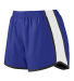 Augusta Sportswear 1266 Girls' Pulse Team Short in Purple/ wht/ blk side view