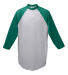 Augusta Sportswear 4421 Youth Three-Quarter Sleeve in Ath hth/ dr grn front view