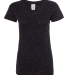 J America 8136 Women's Glitter V-Neck T-Shirt BLACK front view