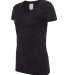 J America 8136 Women's Glitter V-Neck T-Shirt BLACK side view