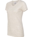 J America 8136 Women's Glitter V-Neck T-Shirt PEARL/ GLD GLTER side view