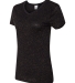 J America 8136 Women's Glitter V-Neck T-Shirt BLACK/ GOLD GLTR side view