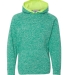 J America 8610 Youth Cosmic Fleece Hooded Pullover EMERLD/ NEON YLW front view