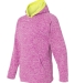 J America 8610 Youth Cosmic Fleece Hooded Pullover MAGENTA/ NEON YL side view