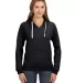J America 8836 Women's Sueded V-Neck Hooded Sweats BLACK front view