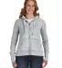 J America 8913 Women's Zen Fleece Full-Zip Hooded  CEMENT front view