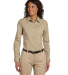 Harriton M510W Ladies' 3.1 oz. Essential Poplin in Stone front view