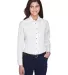 Harriton M500W Ladies' Easy Blend™ Long-Sleeve T WHITE front view