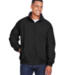 Harriton M740 Adult Fleece-Lined Nylon Jacket in Black/ black front view