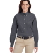 Harriton M581W Ladies' Foundation 100% Cotton Long in Dark charcoal front view