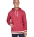 J America 8701 Peppered Fleece Lapover Hooded Pull RED PEPPER front view